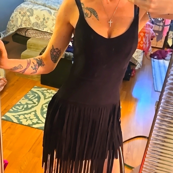 Guess by Marciano Dresses & Skirts - Guess By Marciano Microsuede Fringe Dress Size M